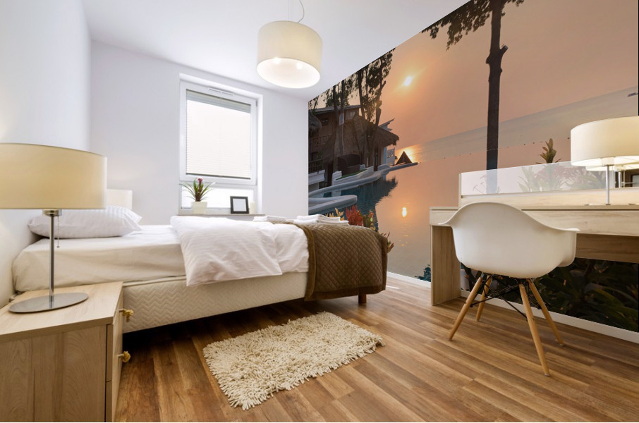 Sunset Reflection in the Pool Mural print