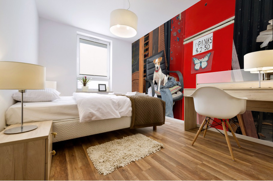 The Red Fridge and the Dog 2 Mural print