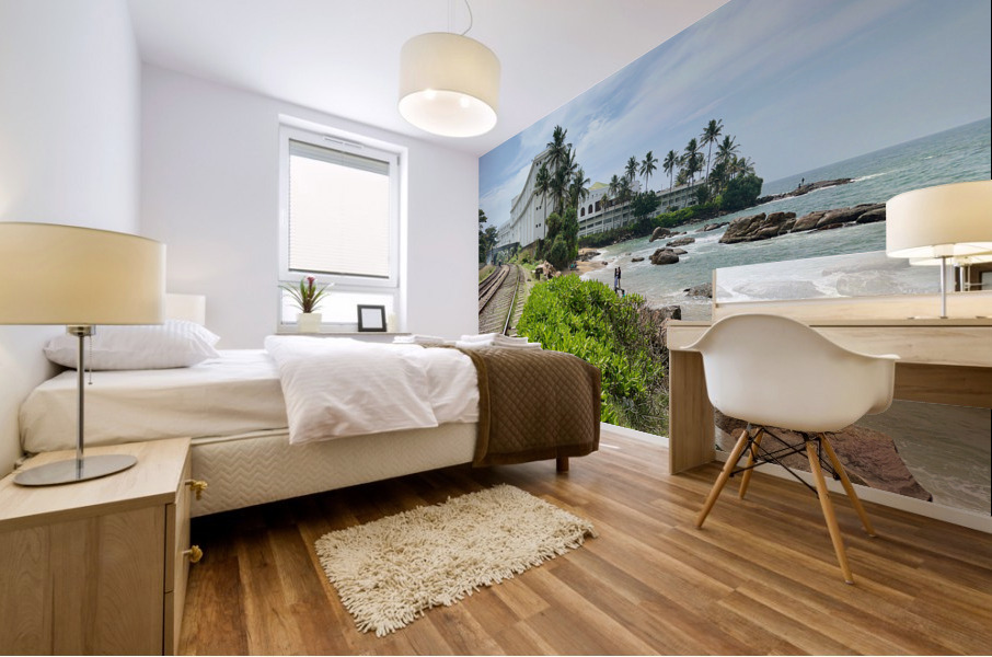 Railroad by the Ocean Mural print