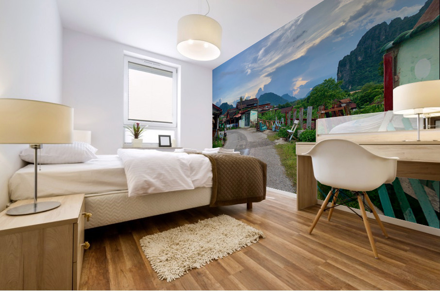 Walking Around Vang Vieng Laos Mural print