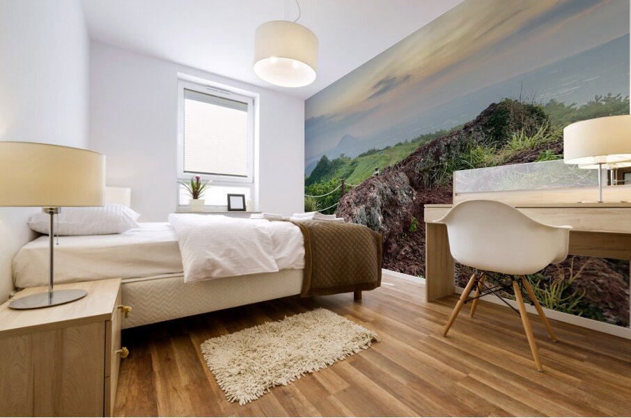 Sunset at Gunsan Oreum Jeju South Korea Mural print