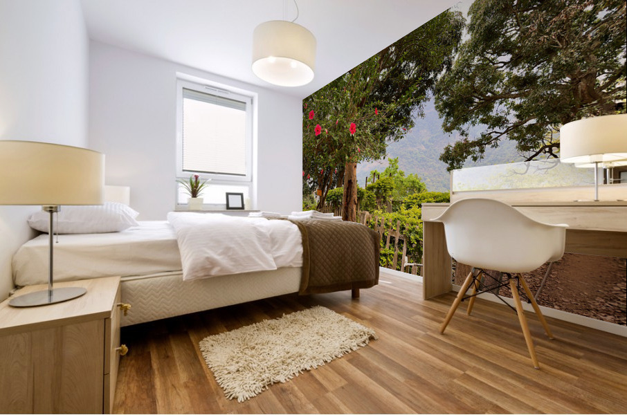 Red Flowers Gate Mural print