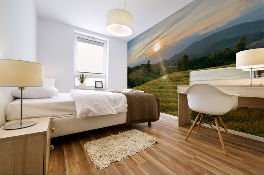 Sunset over the Rice Fields Mural print