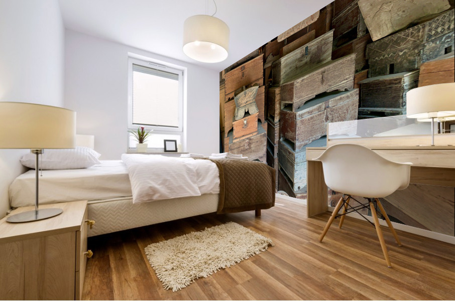 Many Wooden Boxes Mural print