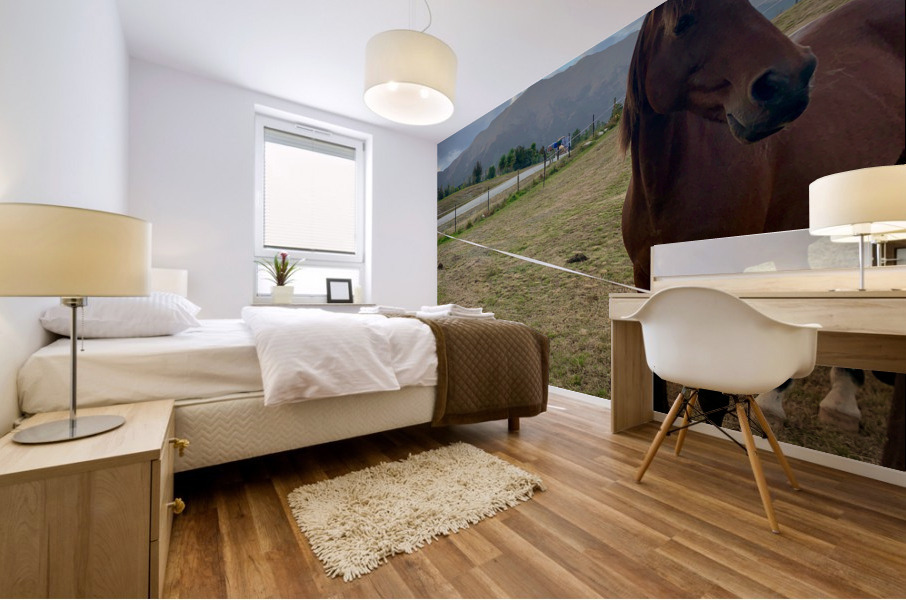 Horse by the Mountains Mural print
