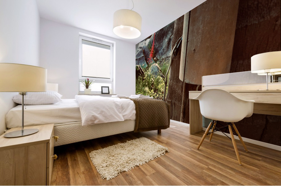 Red Flower & Homemade Lamp in Thailand Mural print