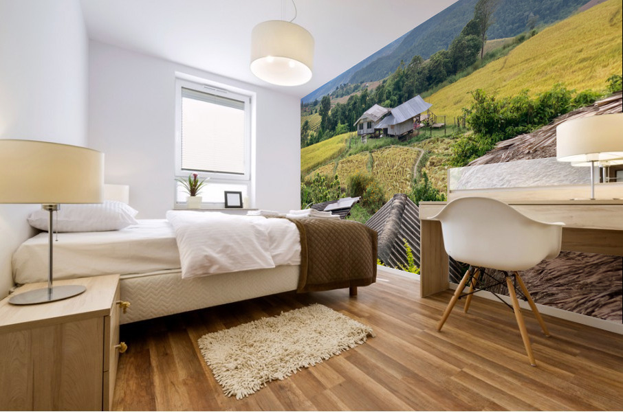 Village in the Rice Fields 2 Mural print