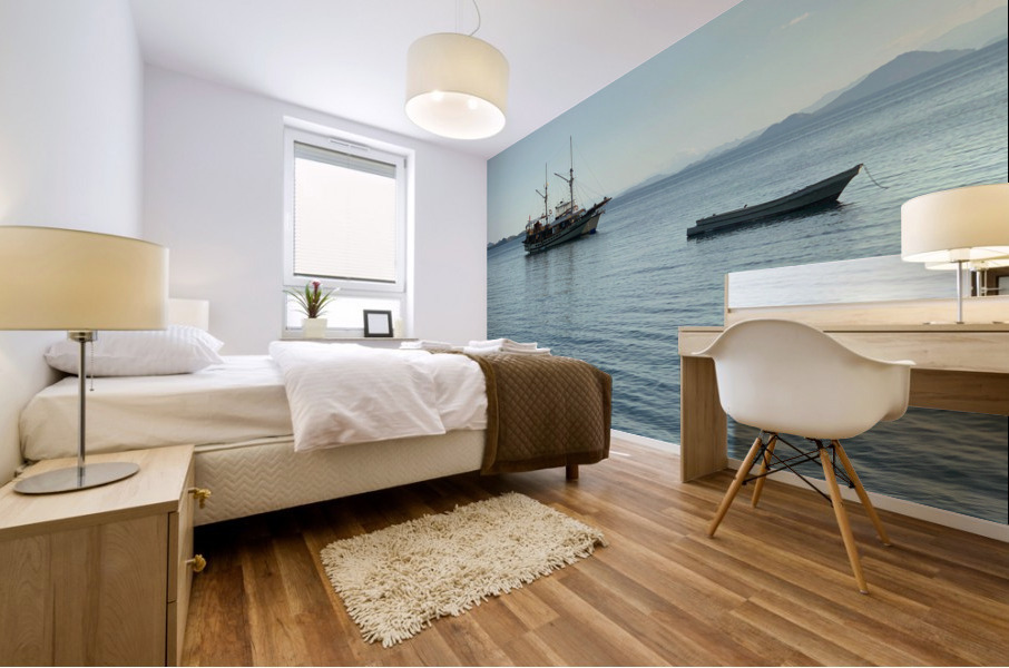 Boats on the Lake Mural print