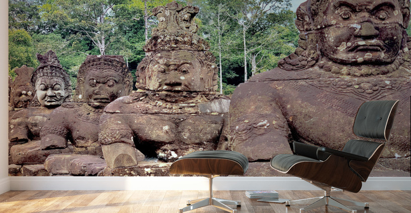 Angkor Wat Statues Row Wall Murals