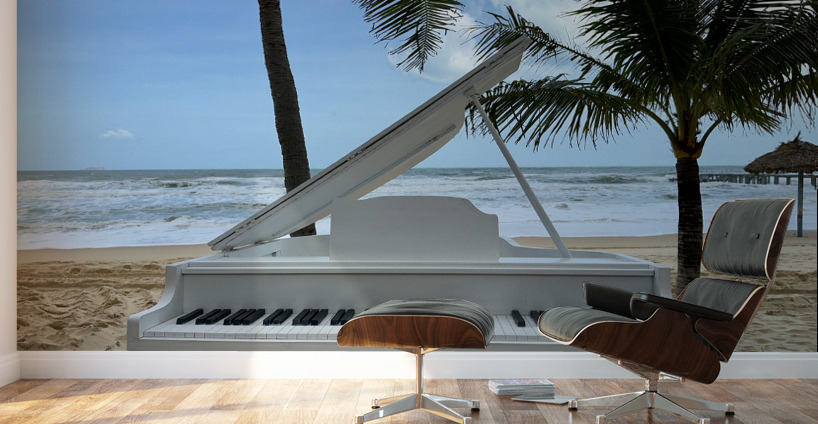 Piano on the Beach Wall Murals