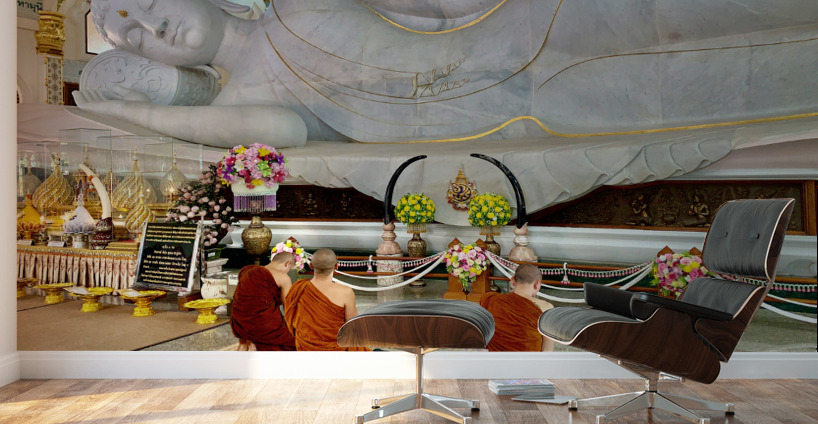 Praying White Buddha Wall Murals
