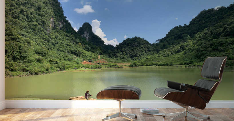Bamboo Raft in the Mountains Wall Murals