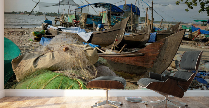 Fishing Boats on the Beach Wall Murals
