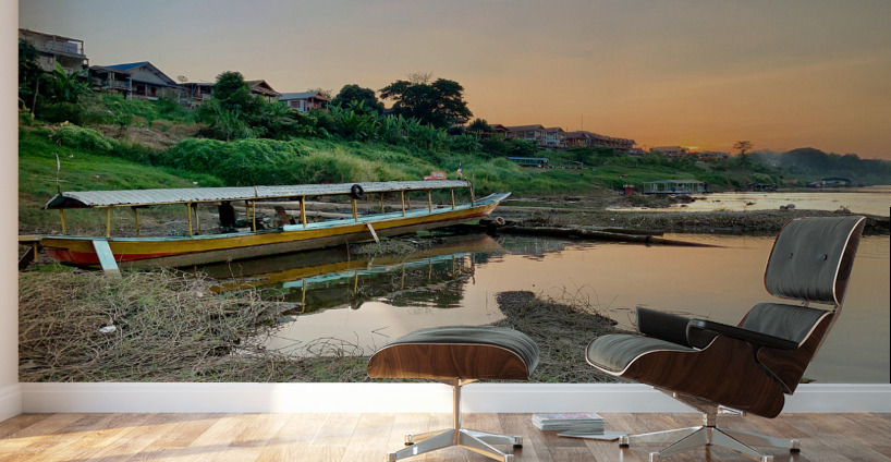 Sunset Boat Wall Murals