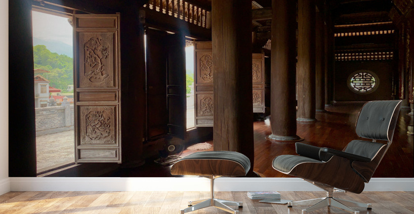 Inside Peace in Wooden Temple Wall Murals