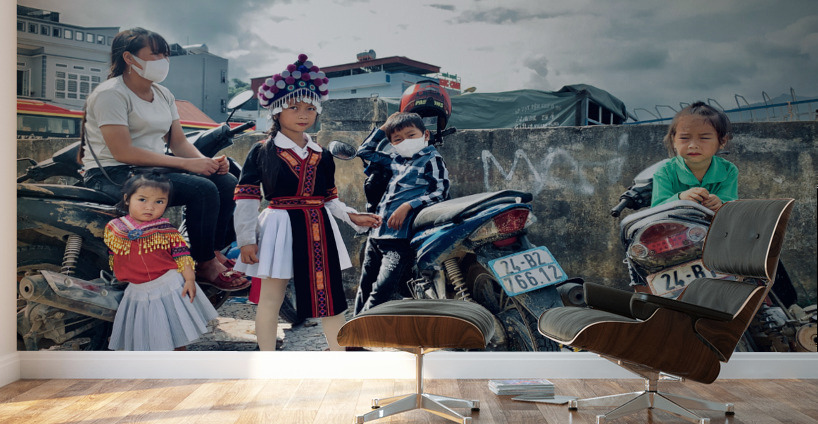 Bac Ha Market Family in Vietnam Wall Murals