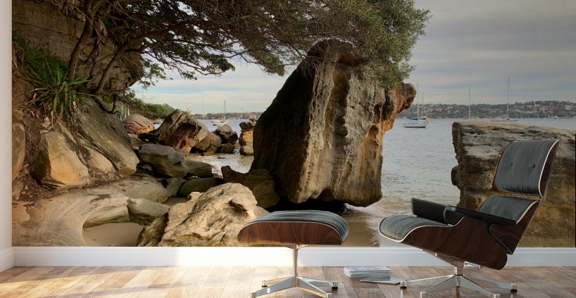 Sideway Rock on the Beach Wall Murals