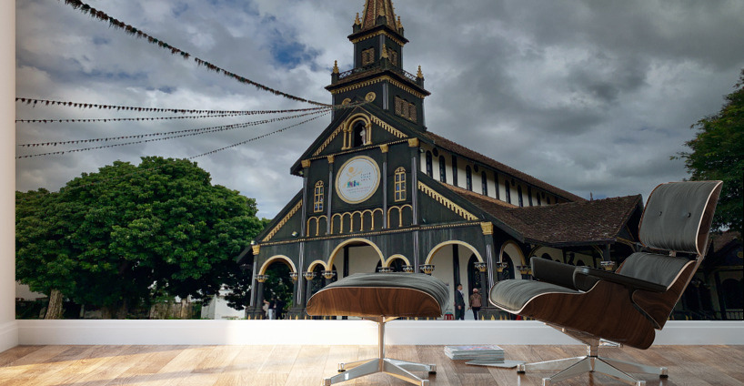 Saint Marys Black Wooden Cathedral of Kon Tum Wall Murals