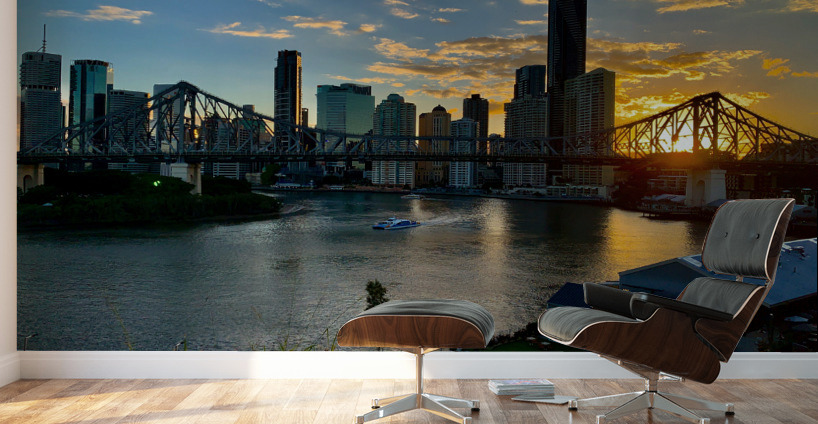 Brisbane Bridge at Sunset 2 Wall Murals