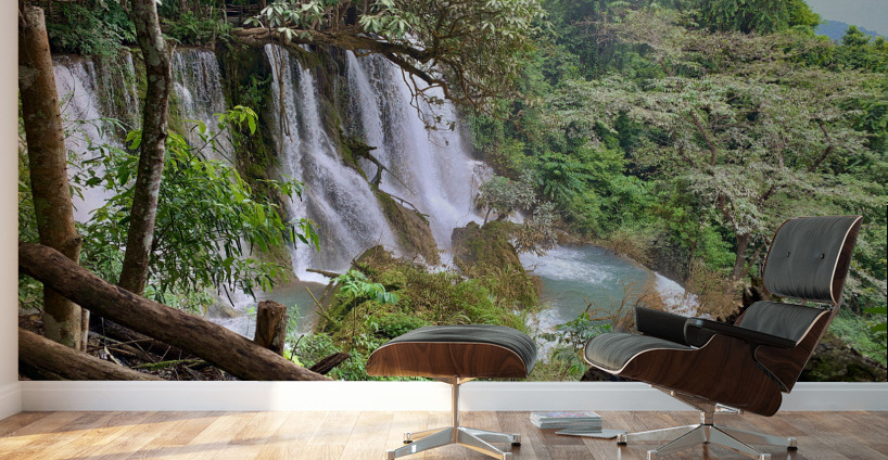 On Top of Kuang Si Waterfalls Wall Murals