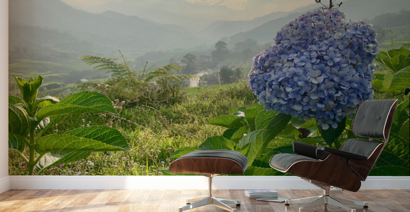 Purple Flowers for Sunset Wall Murals