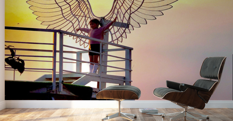 An Angel at Sunset Wall Murals
