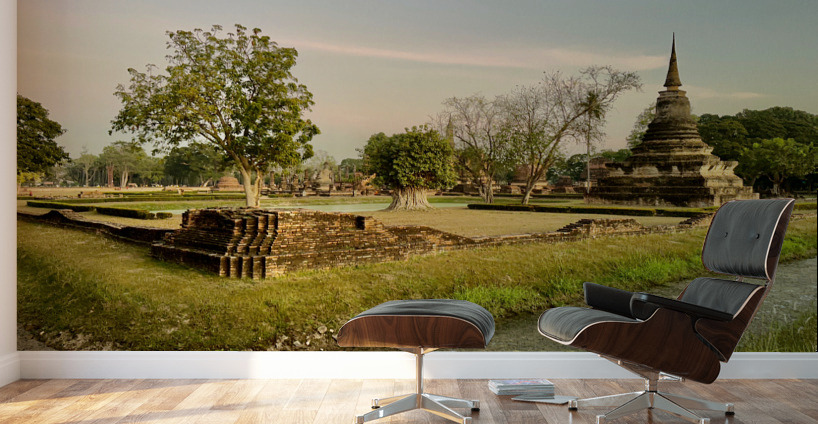 Temple by the Stream Wall Murals