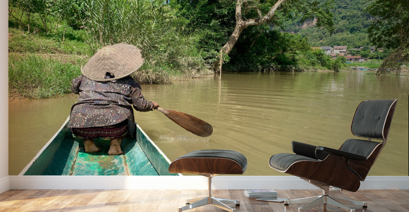 Lady Paddling Wall Murals