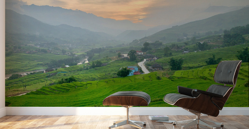 Sunset Over Sapa Rice Field Wall Murals