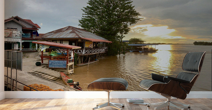 Don Det Sunset Laos 2 Wall Murals