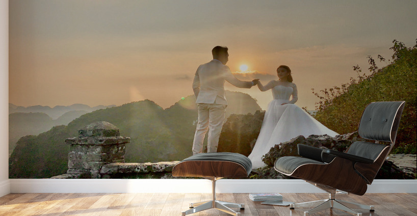 Beautiful Newlyweds at Hang Mua Cave Vietnam 2 Wall Murals