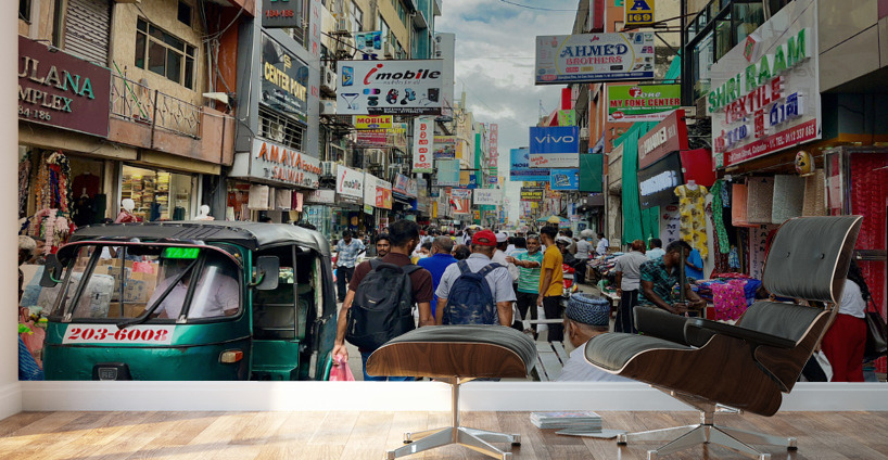 Sri Lankan Busy Street Wall Murals