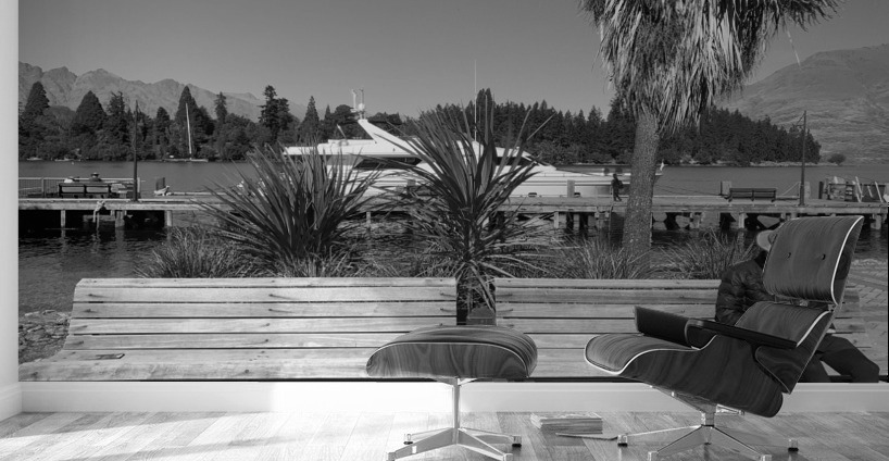 BW Reading on Twin Benches Wall Murals