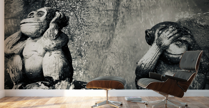 BW Didn t See it Didn t Hear it Monkeys Wall Murals