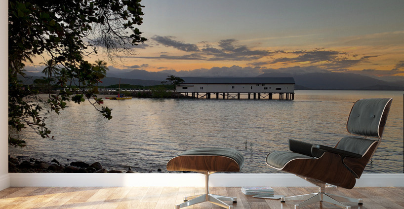 Long Building on Water during Sunset Wall Murals