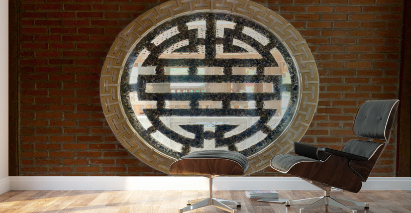 Brickwall with Temple Window Wall Murals