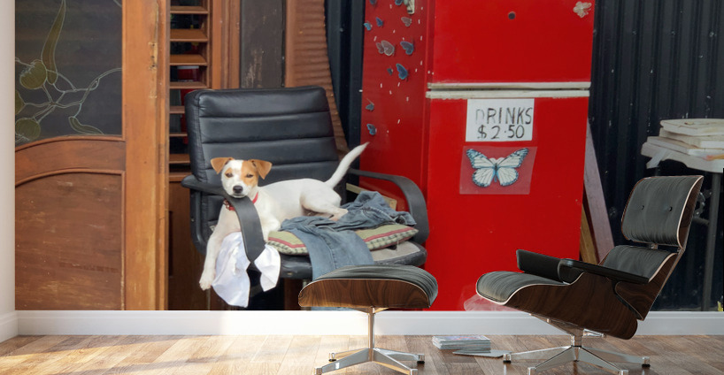 The Red Fridge and the Dog 1 Wall Murals