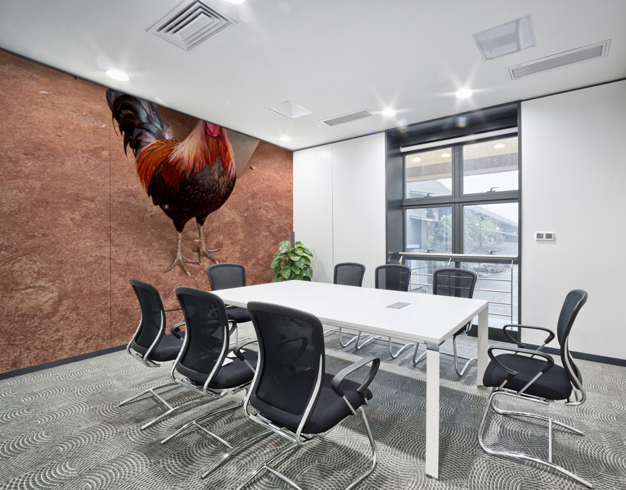 Rooster by the Table Wall Printing