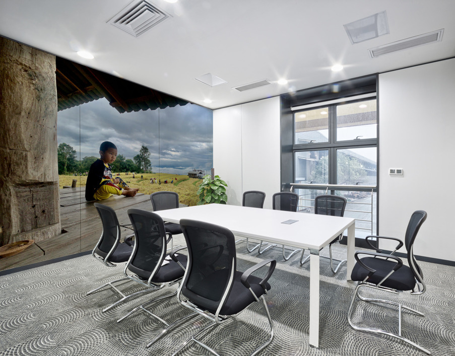 Boy Looking Over the Rice Field Wall Printing