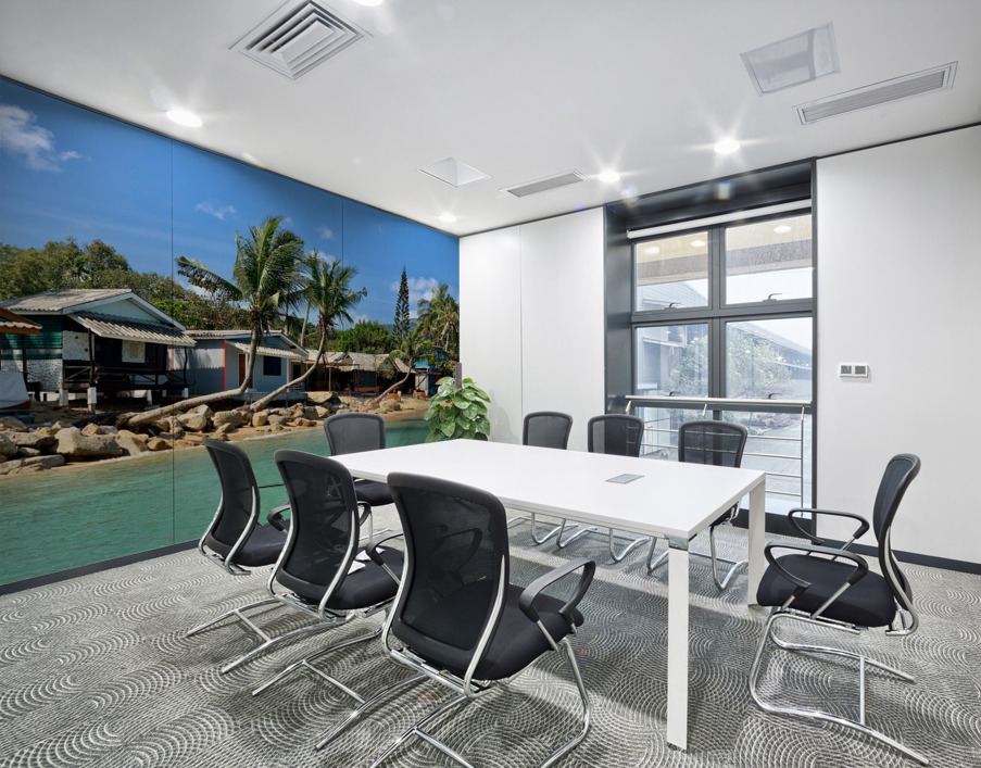 L Shaped Palm Trees Beach Wall Printing