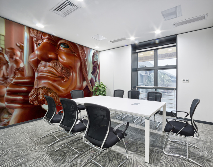 Red Statue Wall Printing