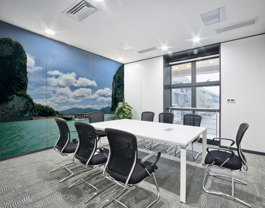Boat Between Massive Rocks Wall Printing