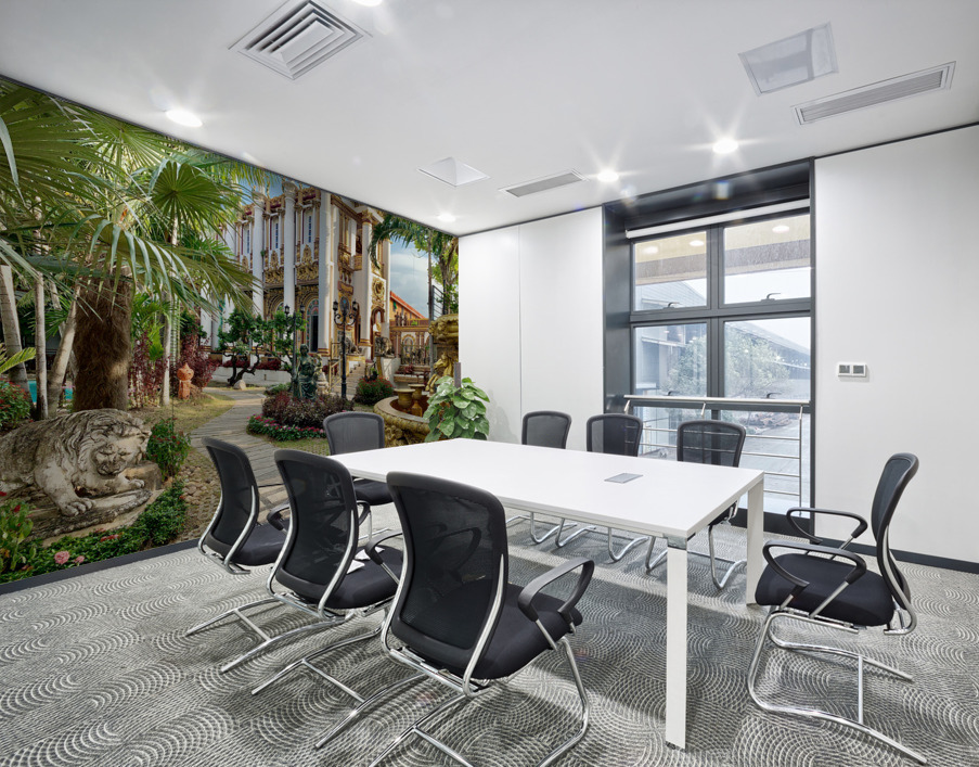 Beautiful Thai Temple Garden Wall Printing