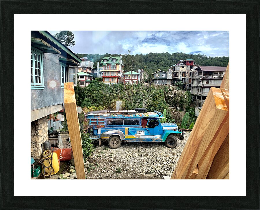 The Blue Bus of the Village Picture Frame print