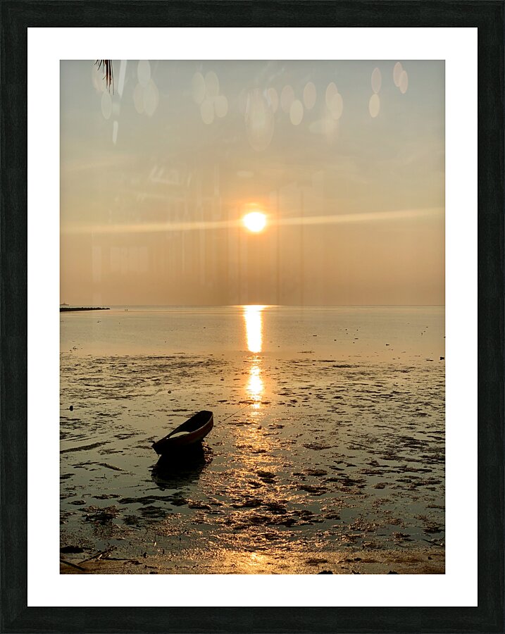 Lonely Boat at the Sunset Picture Frame print