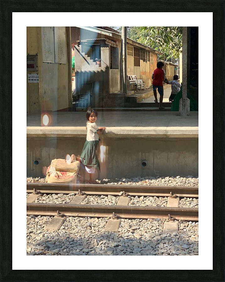 Little Girl at the Train Station Picture Frame print