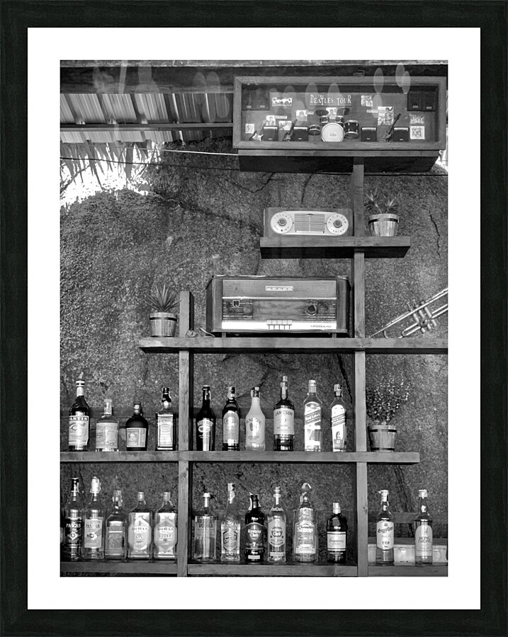 BW Alcohol Shelves Picture Frame print