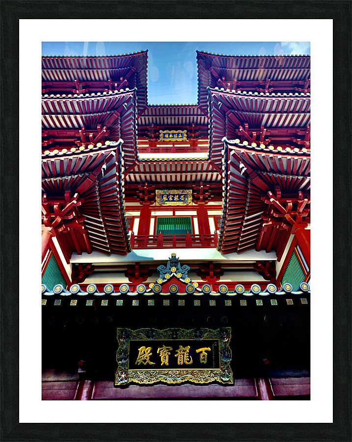 Red and White Chinese Temple Picture Frame print