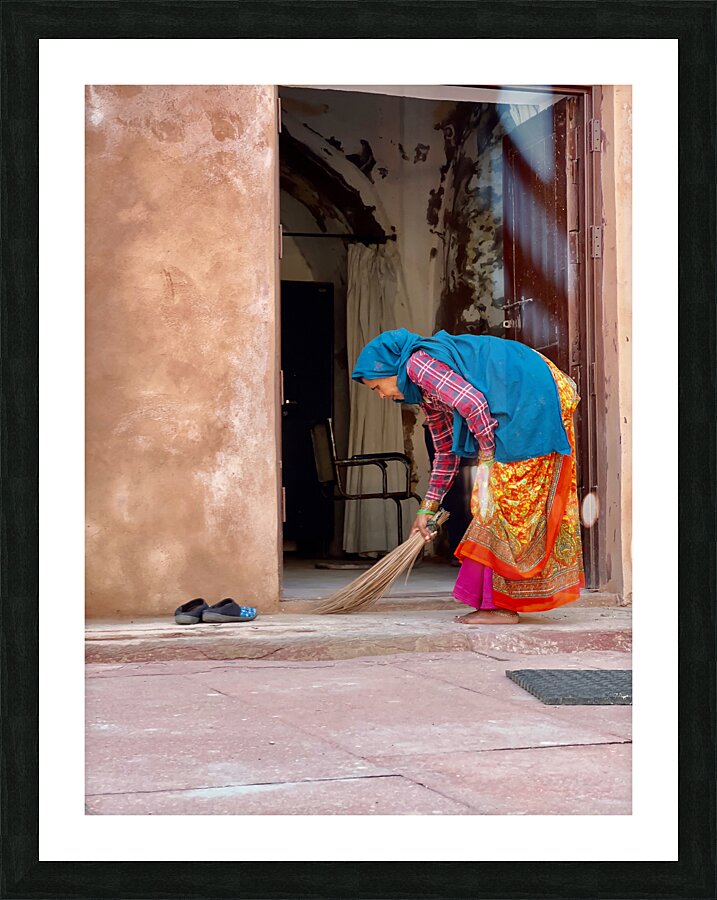 Lady Sweeping the Floor Picture Frame print