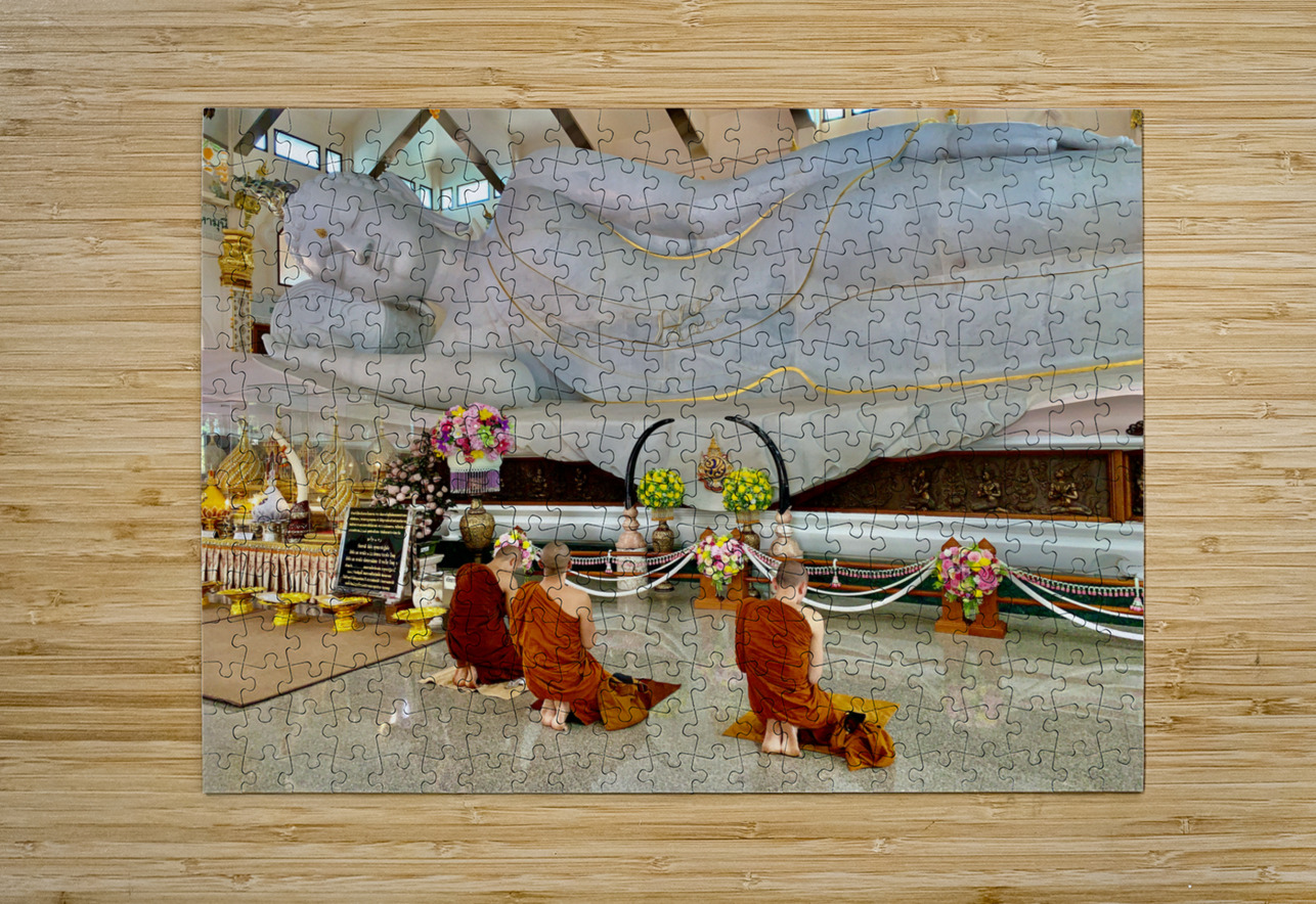 Praying White Buddha Jimmy Roy Photos Puzzle printing
